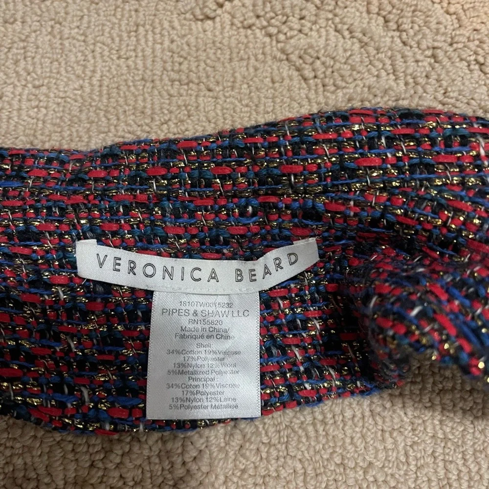 Veronica beard Chic Tweed Zippered Dickey red blue gold - Picture 2 of 5